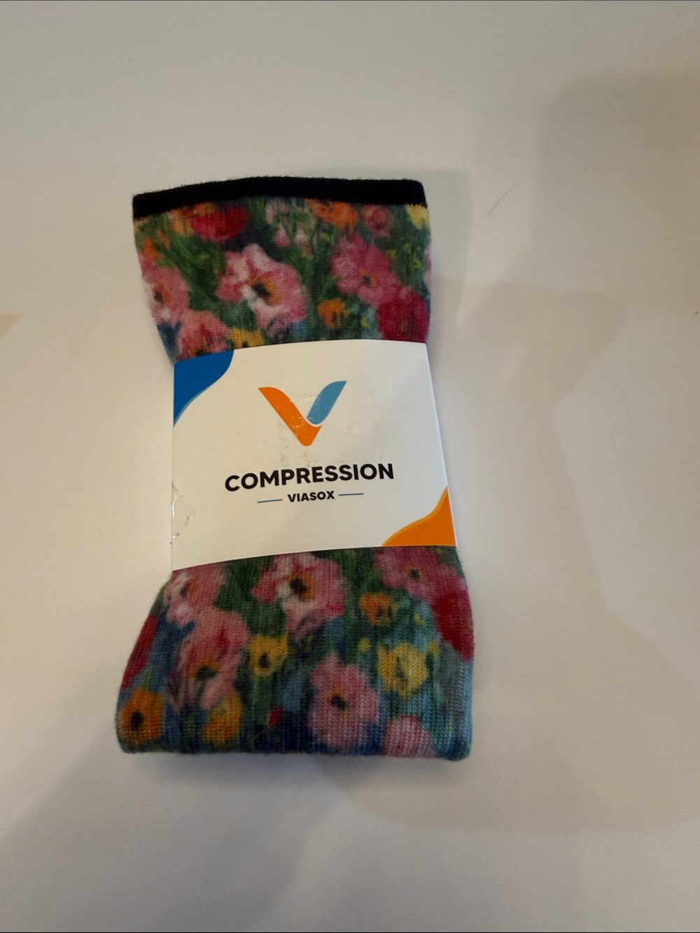 Wildflowers Floral Compression Crew Socks - Pink, Green, Yellow, Blue